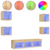 7 Piece TV Wall Units with LED Sonoma Oak Engineered Wood 3216585