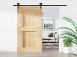 Sliding Door Natural and Black 85 x 210 cm Solid Pine Wood 3445127