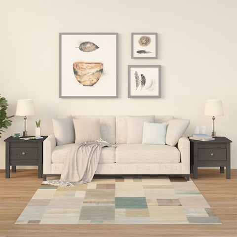ZNTS Side Tables 2 pcs Grey 40x40x39 cm Solid Wood Pine 813789