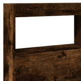 Headboard Cabinet with LED Smoked Oak 140x17x102 cm 839200