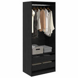 Wardrobe with Drawer Black Oak 80 x 50 x 200 cm Engineered Wood 3403224