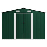 Garden Shed 257x392x181 cm Metal Green 143344