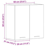 Kitchen Wall Cabinet Lyon Old Wood 60x31x60 cm Engineered Wood 861147