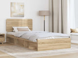 Bed Frame with Headboard Sonoma 100 x 200 cm Solid Pine Wood 3412526