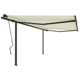 ZNTS Manual Retractable Awning with Posts 4x3 m Cream 3070137