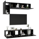 ZNTS 5 Piece TV Cabinet Set Black Engineered Wood 3078798