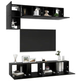 ZNTS 5 Piece TV Cabinet Set Black Engineered Wood 3078798