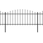 ZNTS Garden Fence with Spear Top Steel x13.6 m Black 277710