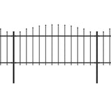 ZNTS Garden Fence with Spear Top Steel x13.6 m Black 277710