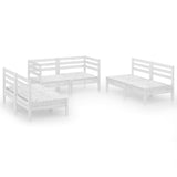 6 Piece Garden Lounge Set White Solid Pinewood 3082553
