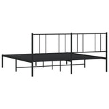 Metal Bed Frame without Mattress with Headboard Black 180x200cm 352484