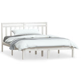 Bed Frame White Solid pine wood 140x200 cm Classic/Traditional 3100590