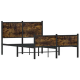 Metal Bed Frame without Mattress Smoked Oak 120x190 cm Small Double 4007847
