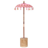 Parasol with Base Pink 95 x 95 x 260 cm Cotton and Wood 3356916