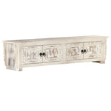 TV Cabinet White 140x30x35 cm Solid Mango Wood 286388