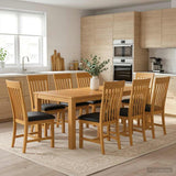 Dining Set 9 pcs Black Solid Oak Wood 3430412