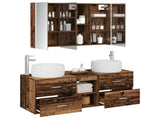 Bathroom Furniture Set 4 pcs Old Wood Engineered Wood and Glass 3407029
