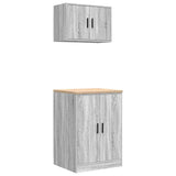 ZNTS Garage Cabinets 2 pcs Grey Sonoma Engineered Wood 3328310