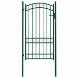 Fence Gate "EMMEN" with Arched Top Steel 100x123,5 cm Green 146366