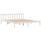 Bookcase Bed without Mattress White 180x200 cm Super King Solid Wood Pine 3321750