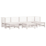 7 Piece Garden Lounge Set White Solid Wood Pine 3186397