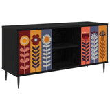 TV Cabinet ESSEN 102 x 33 x 51 cm Black Oak Engineered Wood 8007062