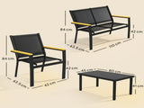 Outdoor Sofa 4 Seater Garden Sofa Set with Loveseat 2 Chairs and Coffee Table Black T3398P550288