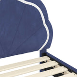Toddler Bed Frame with Headboard Police Blue 70 x 140 cm Velvet 42010900