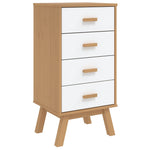 ZNTS Bedside Cabinet OLDEN White and Brown Solid Wood Pine 358587