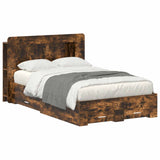 Bed Frame with Storage Smoked Oak 120 x 190 cm Engineered Wood 3433843