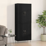 Highboard 2 pcs Black Oak Engineered Wood and Glass 3333108