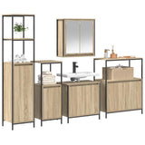 Bathroom Furniture Set with Shelf 5 pcs Sonoma Oak and Black 3328385
