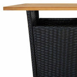 313463 Bar Table Black 60x60x110 cm Poly Rattan and Solid Acacia Wood