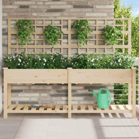 Garden Planter Beige 203.5 x 54 x 152.5 cm Solid fir wood 42006573