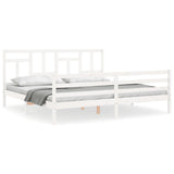 Bed Frame without Mattress White 200x200 cm Solid Wood 3194982