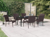 7 Piece Outdoor Dining Set Brown and Black 3099386