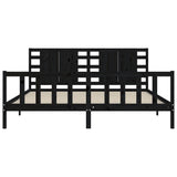 Bed Frame without Mattress Black 200x200 cm Solid Wood Pine 3192840