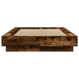 Bed Frame with LED Lights without Mattress Smoked Oak 100x200cm 3281116
