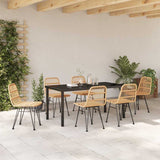 Garden Dining Set 7 pcs Brown Powder-Coated Steel 3379195