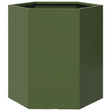 ZNTS Garden Planter 2 pcs Olive Green Hexagon 46x40x45 cm Steel 851115