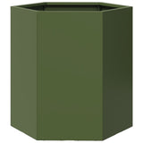 Garden Planter 2 pcs Olive Green Hexagon 46x40x45 cm Steel 851115