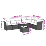 ZNTS 8 Piece Garden Sofa Set with Cushions Black Poly Rattan 3217745