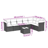 ZNTS 8 Piece Garden Sofa Set with Cushions Black Poly Rattan 3217745