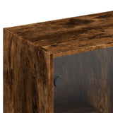 Bookcase with Doors Smoked Oak 136x37x142 cm Engineered Wood 3206528