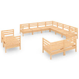 11 Piece Garden Lounge Set Solid Wood Pine 3083214