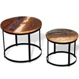 Two Piece Coffee Table Set Solid Reclaimed Wood Round 40cm/50cm 244007