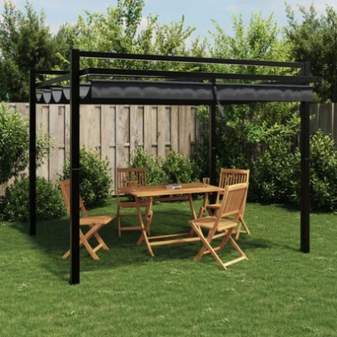 ZNTS Garden Gazebo with Retractable Roof Anthracite 3x3 m Aluminium 4003969