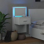 ZNTS Wall-mounted Bedside Cabinet with LED Lights White 848157