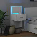 ZNTS Wall-mounted Bedside Cabinet with LED Lights White 848157