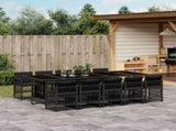 11 Piece Garden Dining Set with Cushions Black Poly Rattan 3210931